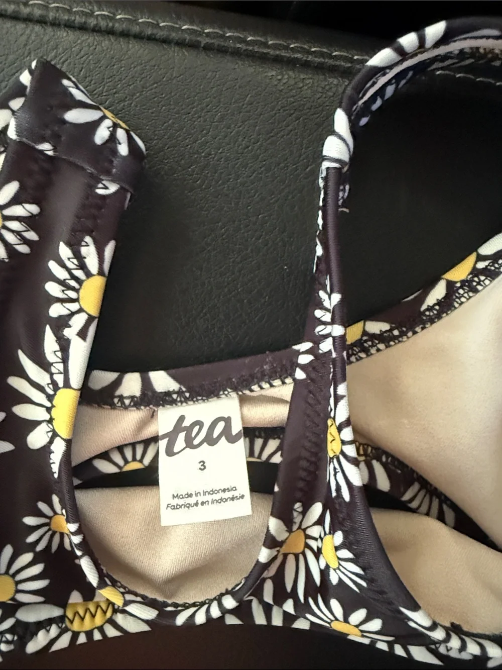 Tea Collection Black Daisy Print Girls Swim Shorts bikini 3T new